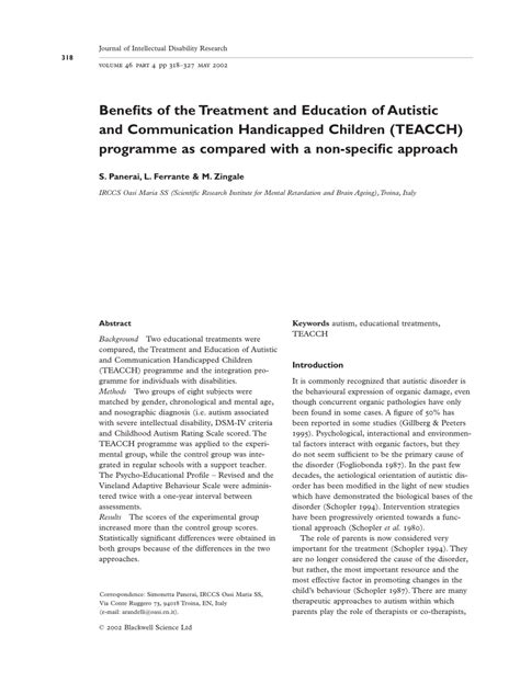 [PDF] Benefits of the Treatment and Education of Autistic and 